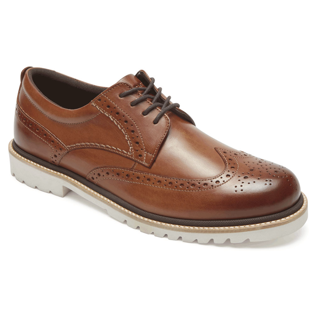 Zapatos De Vestir Rockport Hombre Mexico - Marshall Wingtip Marrom - KAWFL2890